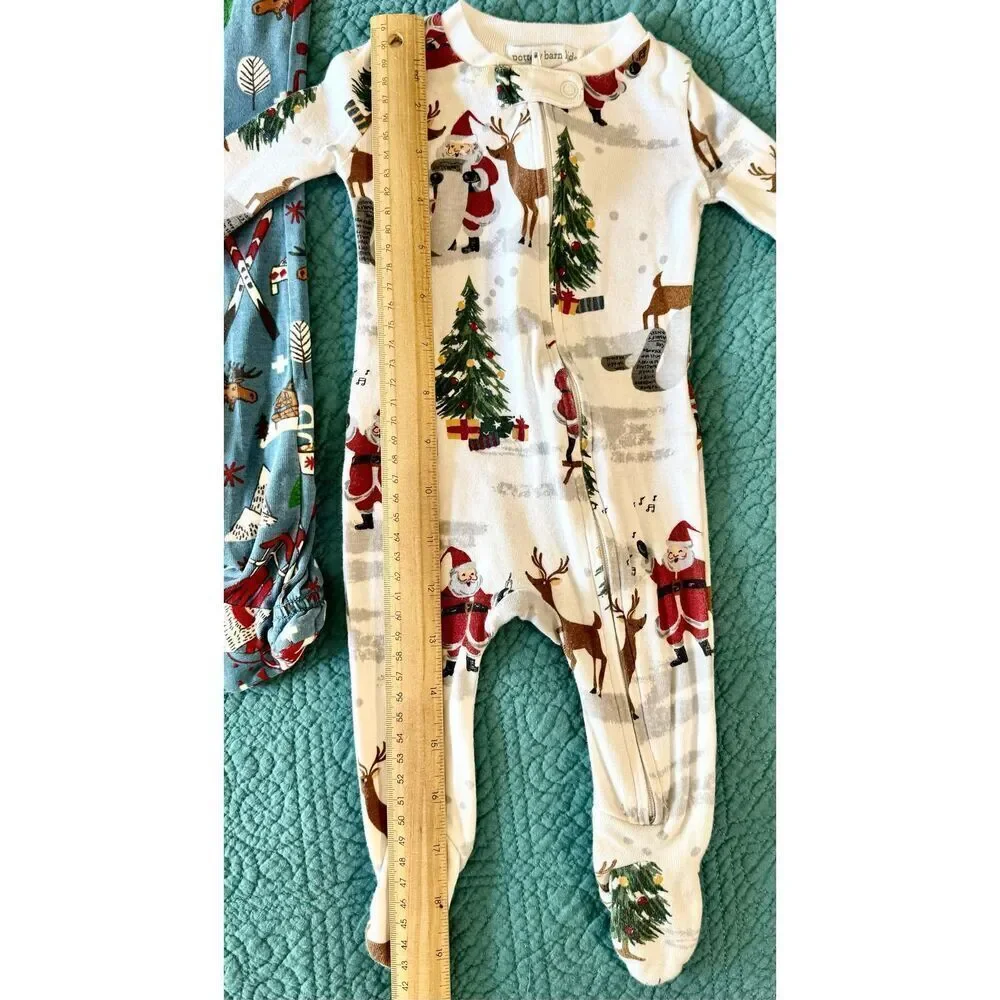 Pottery Barn Kids & Hatley Kids Bundle Christmas Santa Nursery Sleepwear Footsie